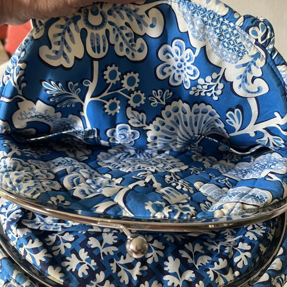 Vera Bradley Eloise Purse Blue Lagoon with Kiss Lock Closure and Shoulder Strap - Picture 6 of 16